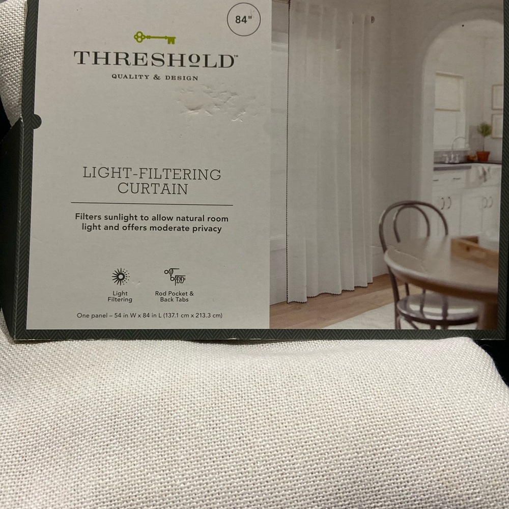 Threshold 84” light filtering curtain cream